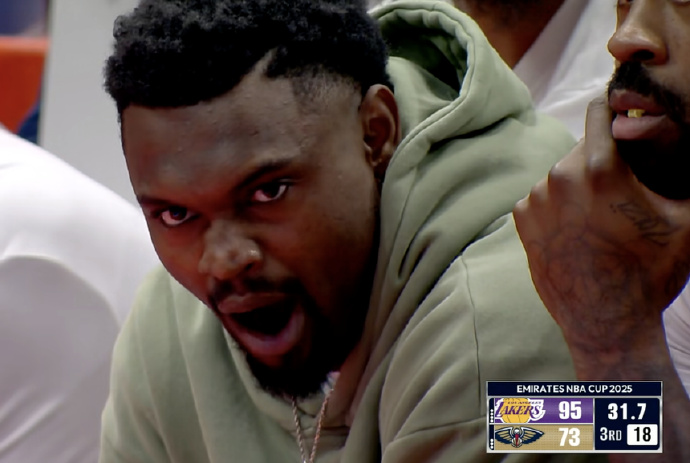 ฉันรู้สึกง่วงนอน! คะแนนเกมใหญ่ของ Pelicans และตำแหน่งการวิ่ง Zion หาวอยู่ที่บริเวณม้านั่ง