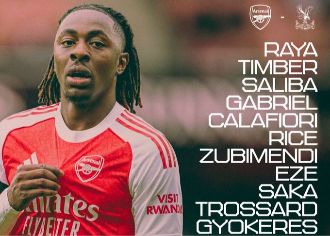 รายชื่อตัวจริงของอาร์เซนอล พบ คริสตัล พาเลซ: เอเซ่ พบ สโมสรเก่า, เซเคเรช และกีย์ ตัวจริง